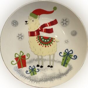 LLAMA ALPACA CHRISTMAS HOLIDAY 6” MICRO APPETIZER SNACK TRINKETS ART DECOR PLATE